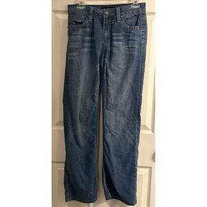 Cache Contour Jean Women 8 Blue Zip‎ Stud Pocket Stretch